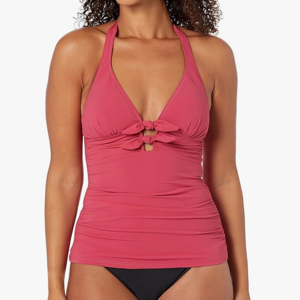 Nwt Profile By Gottex Tankini Size 6 Cherry Pink Women's Dandy Bow Tie Halter